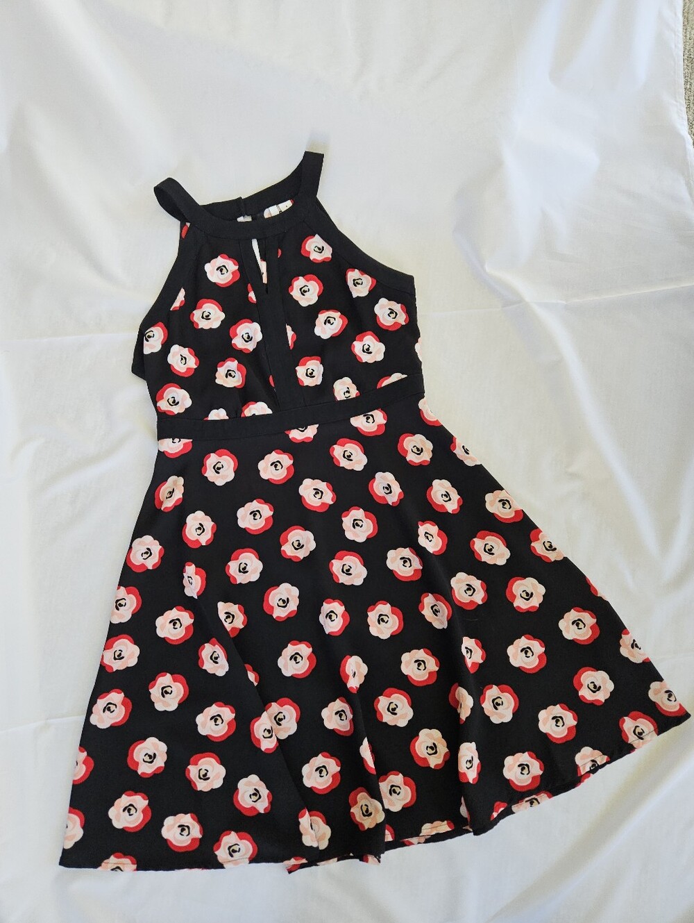 Womens Black Floral Halter Dress Size 4